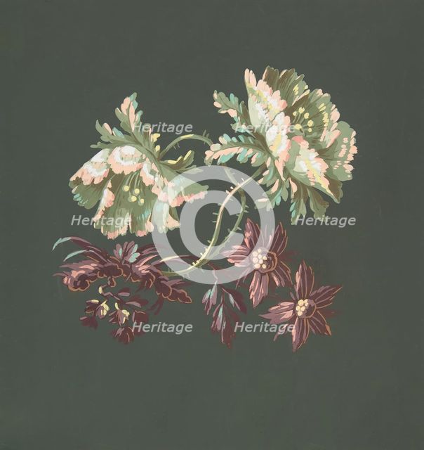 Two Roses and Two Small Flowers, 19th century. Creator: Anon.