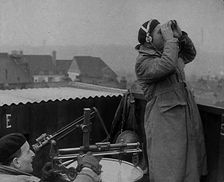 Two Royal Observer Corps Members in a Lookout Post, 1940. Creator: British Pathe Ltd