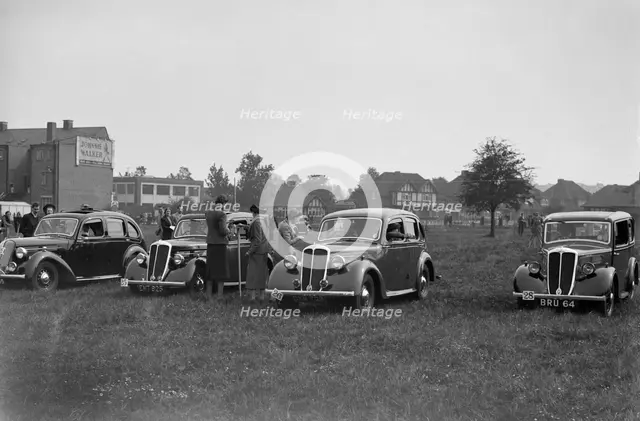 Two Standard Flying Twelves and a Flying Nine at the Standard Car Owners Club Gymkhana, 8 May 1938. Artist: Bill Brunell.