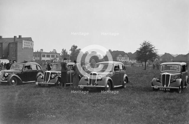 Two Standard Flying Twelves and a Flying Nine at the Standard Car Owners Club Gymkhana, 8 May 1938. Artist: Bill Brunell.