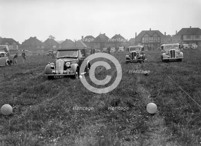 Two Standard Twelves and a Standard Nine at the Standard Car Owners Club Gymkhana, 8 May 1938. Artist: Bill Brunell.
