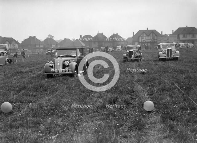Two Standard Twelves and a Standard Nine at the Standard Car Owners Club Gymkhana, 8 May 1938. Artist: Bill Brunell.