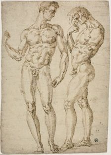 Two Standing Male Nudes, 1548/50. Creator: School of Baccio Bandinelli Italian, 1493-1560