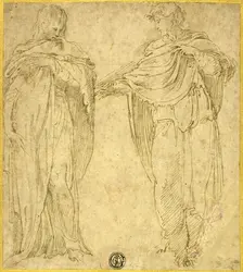 Two Standing Draped Figures (Saint John and the Magdalene?), 1540/60. Creator: Battista Franco Veneziano