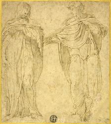 Two Standing Draped Figures (Saint John and the Magdalene?), 1540/60. Creator: Battista Franco Veneziano