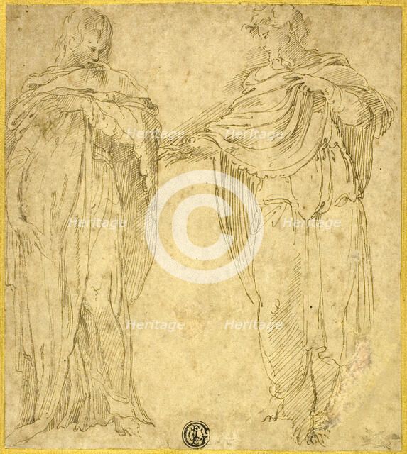 Two Standing Draped Figures (Saint John and the Magdalene?), 1540/60. Creator: Battista Franco Veneziano.