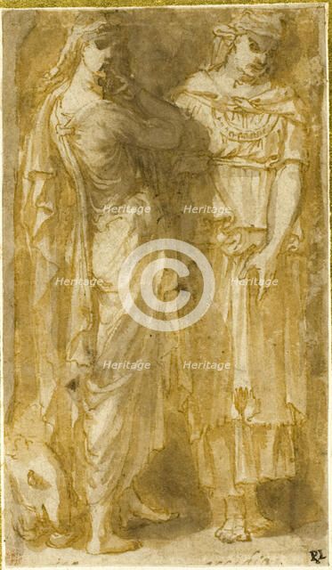 Two Standing Female Allegorical Figures: Anger and Sloth, n.d. Creator: Unknown.
