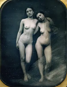 [Two Standing Female Nudes], ca. 1850. Creator: Jacques Antoine Moulin