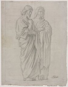 Two Standing Figures (Study for the Left Section of The Mission of the Apostles), 1860. Creator: Hippolyte Jean Flandrin (French, 1809-1864)