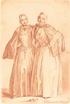 Two Standing Ladies (Demoiselles Quantin), 1758. Creator: Daniel Nikolaus Chodowiecki