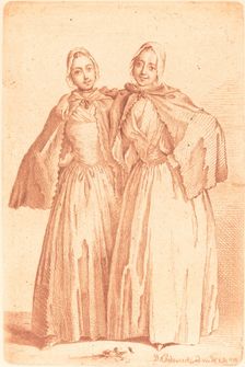 Two Standing Ladies (Demoiselles Quantin), 1758. Creator: Daniel Nikolaus Chodowiecki