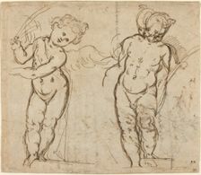 Two Standing Putti [recto]. Creator: Unknown