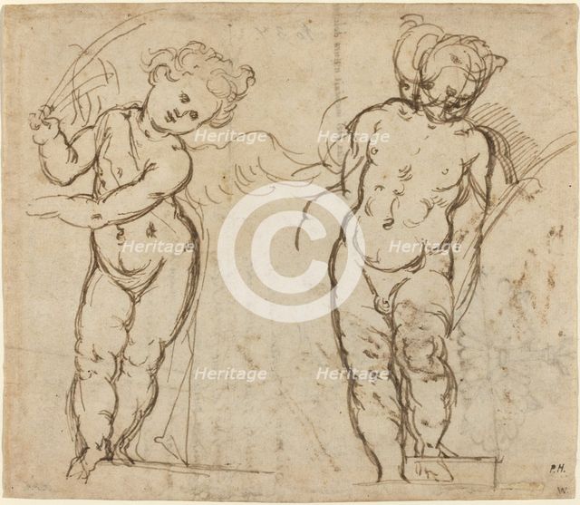 Two Standing Putti [recto]. Creator: Unknown.
