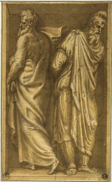 Two Standing Prisoners in a Niche, c.1549. Creator: Bernardino Campi