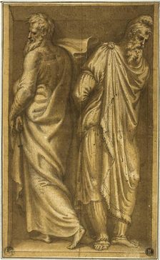 Two Standing Prisoners in a Niche, c.1549. Creator: Bernardino Campi