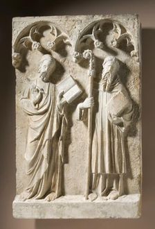 Two Standing Saints in Niches, With modern restoration at bottom. Creator: Unknown