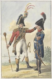 Two standing soldiers, 1801. Creator: Jan Antony Langendijk