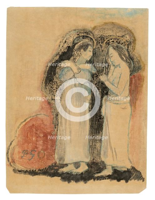 Two Standing Tahitian Women, 1894. Creator: Paul Gauguin.