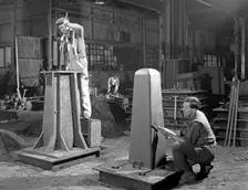 Two stages of moulding a steel casting, Rotherham, South Yorkshire, 1963. Creator: Michael Walters