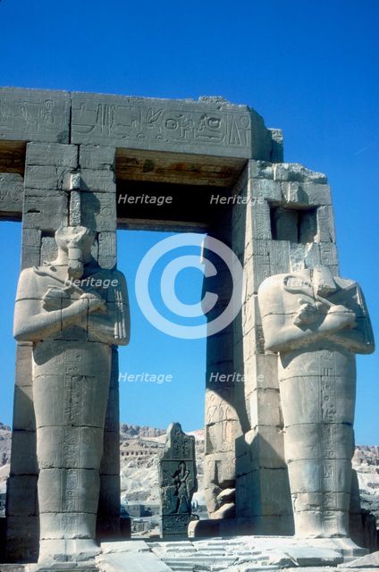 Two statues at The Ramesseum, Temple of Rameses II, Luxor, Egypt, c1250 BC. Artist: Unknown