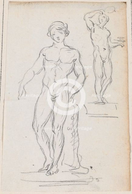 Two Statues of Male Nudes, probably c. 1754/1765. Creator: Hubert Robert.