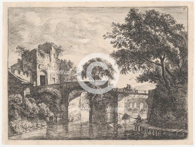 Two Stone Bridges, 17th century. Creator: Anthonie Waterloo.