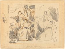 Two Studies for a Portrait of the Warren Family, c. 1768. Creator: George Romney