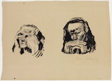 Two Studies for the Head of a Man, c1921. Creator: Kathe Kollwitz
