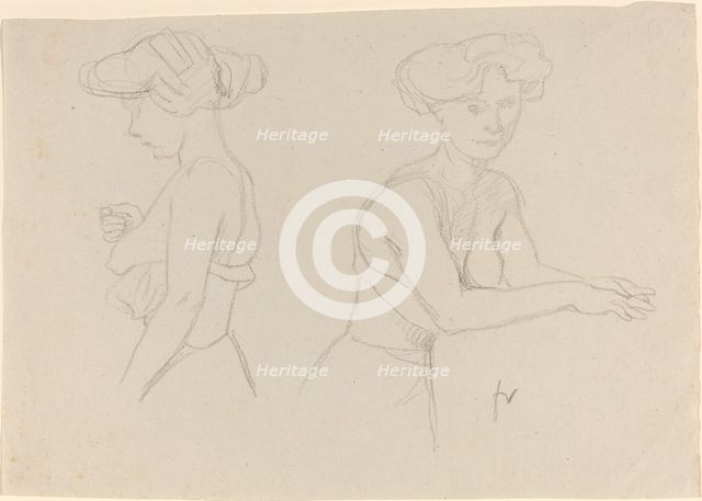 Two Studies of a Woman Dressing, 1890s. Creator: Félix Vallotton.
