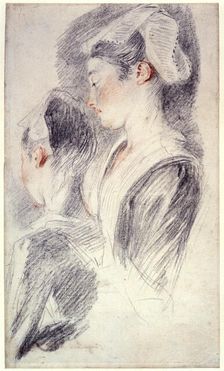 Two studies of a young woman's head 1716-18. Artist: Jean-Antoine Watteau