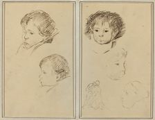 Two Studies of a Child's Head; Two Studies of a Child's Head, a Woman in...[recto], 1884-1888. Creator: Paul Gauguin