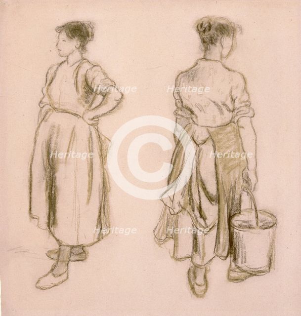 'Two studies of a girl', 1890. Creator: Camille Pissarro.