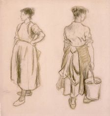 Two studies of a girl 1890. Creator: Camille Pissarro