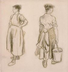 Two studies of a girl 1890. Artist: Camille Pissarro