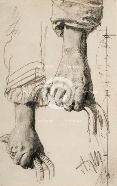 Two Studies of a Right Hand, 1884. Creator: Adolph Menzel.