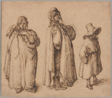 Two Studies of a Roma Woman and a Roma Boy in a Large Hat, c.1605. Creator: Jacques de Gheyn II