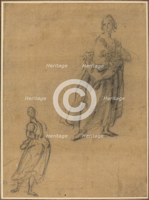 Two Studies of a Standing Woman, early 17th century. Creator: Unknown.
