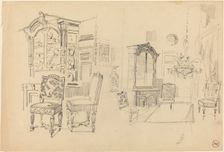 Two Studies of an Interior with Furniture. Creator: Felix Hilaire Buhot