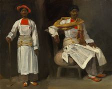 Two Studies of an Indian from Calcutta, Seated and Standing, c. 1823/1824. Creator: Eugene Delacroix