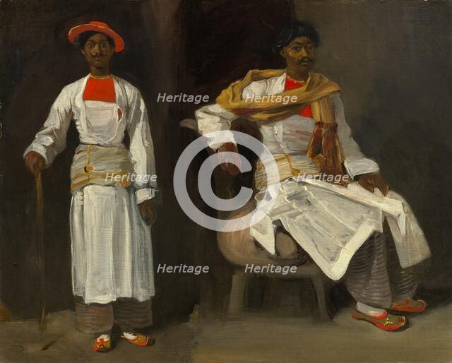 Two Studies of an Indian from Calcutta, Seated and Standing, c. 1823/1824. Creator: Eugene Delacroix.