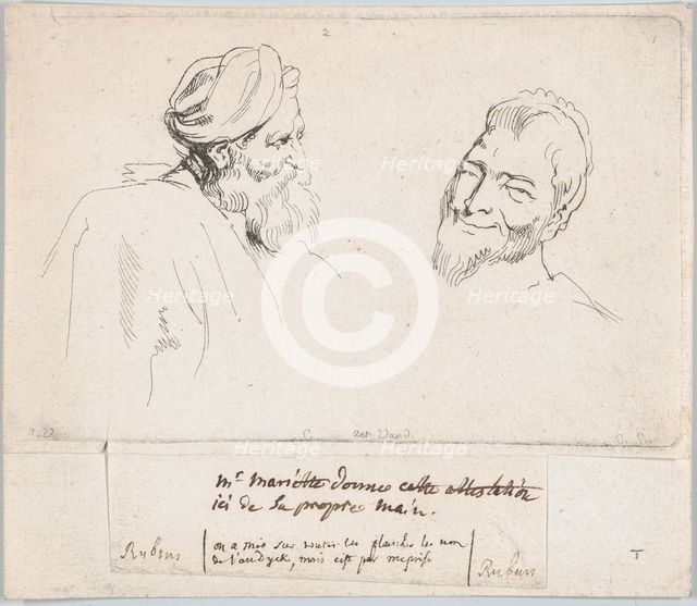 Two studies of heads, 1735. Creator: Caylus, Anne-Claude-Philippe de.