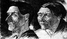 Two studies of heads, c1896. Creator: Edmund Klotz