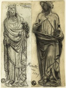 Two Studies of Medieval Sculpture, 1859. Creator: Dante Gabriel Rossetti