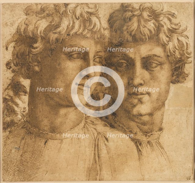 Two Studies of the Head of a Youth, c.1550. Creator: Baccio Bandinelli.