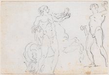 Two Studies of the Statue of Alexander and Bucephalus [verso], probably c. 1754/1765. Creator: Hubert Robert