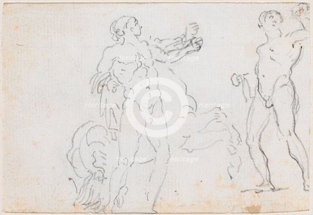 Two Studies of the Statue of Alexander and Bucephalus [verso], probably c. 1754/1765. Creator: Hubert Robert.