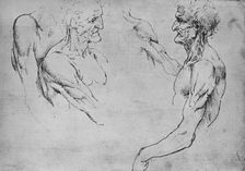 Two Studies of the Upper Part of an Old Man and Two Studies of Arms c1480 (1945). Artist: Leonardo da Vinci
