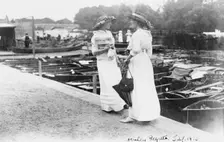 Two suffragettes at the Henley Regatta, Henley-on-Thames, Oxfordshire, June 1913. Creator: Unknown