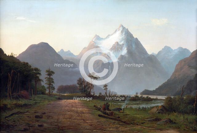 Two swaggers boiling a billy of tea, Milford Sound, 1886. Creator: John Gibb.