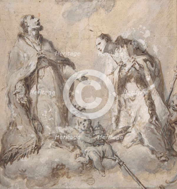 Two Saints (Pope and Bishop?), 17th century. Creator: Anon.